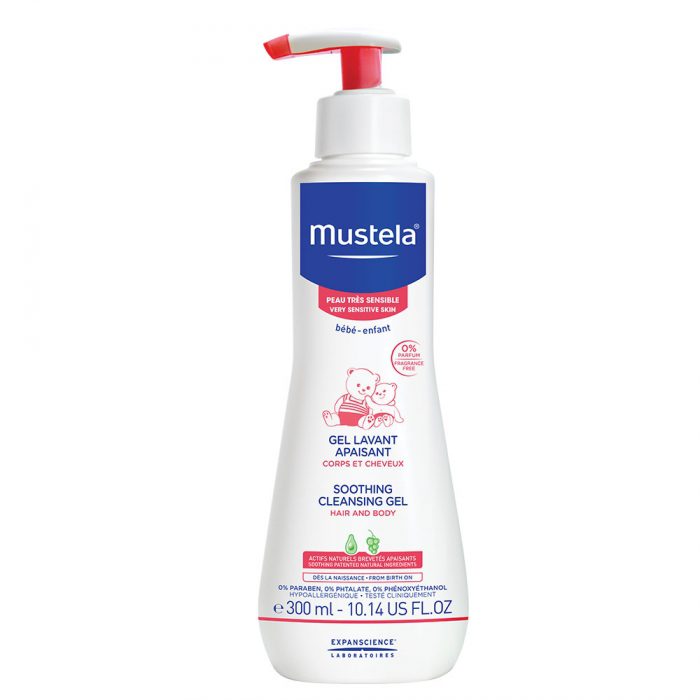 mustela gel lavant apaisant corps et cheveux peaux tres sensibles 300ml
