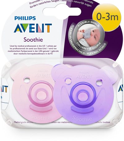 philips avent lot 2 sucettes soothie 0.3m modele fille
