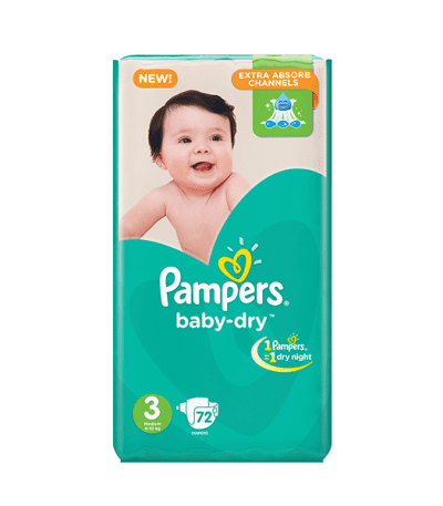 pampers baby dry taille 3 72 unites