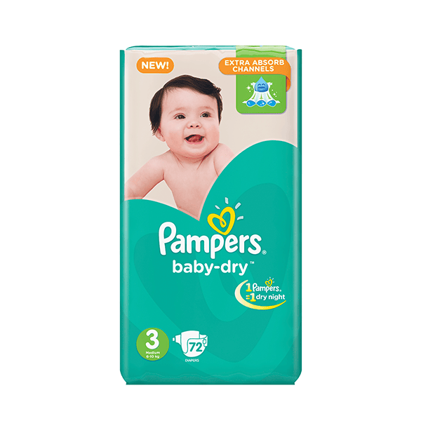 pampers baby dry taille 3 72 unites