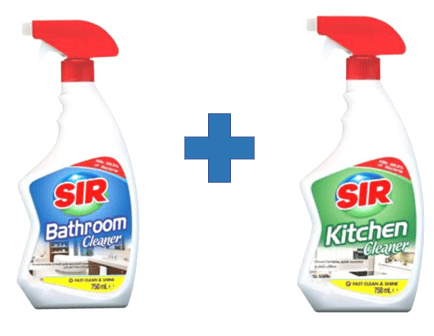 sir nettoyant cuisine et salle de bain promo 2x750ml