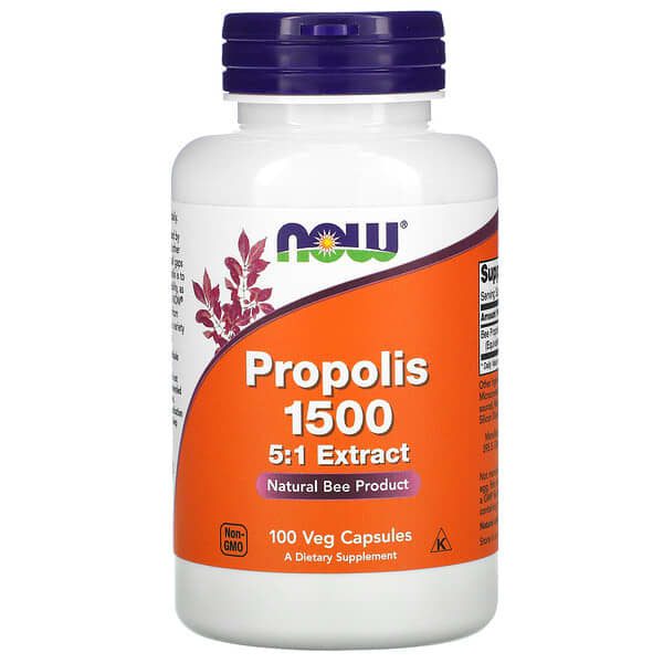 now foods, propolis 1500, 100 capsules vegetariennes