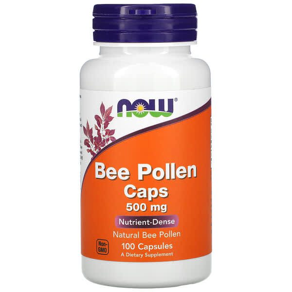 now foods, capsules de pollen d'abeille, 500 mg, 100 capsules now-02520