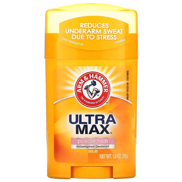 arm & hammer, ultramax, deodorant anti-transpirant en stick, powder fresh, 28 g