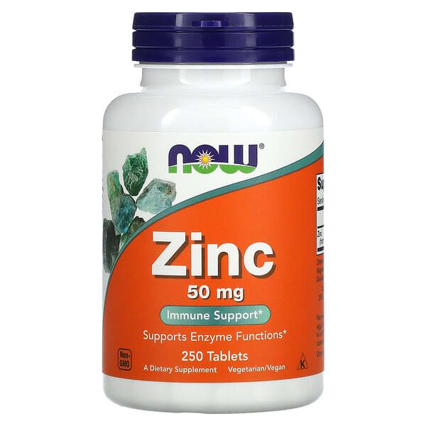 now food zinc 50 mg 250 comprimes  now-01522