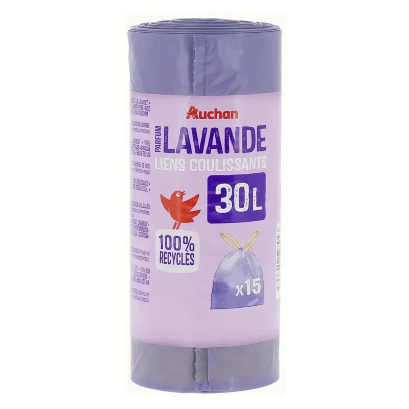 bona 15 sac poubelle parfume mauve 30l