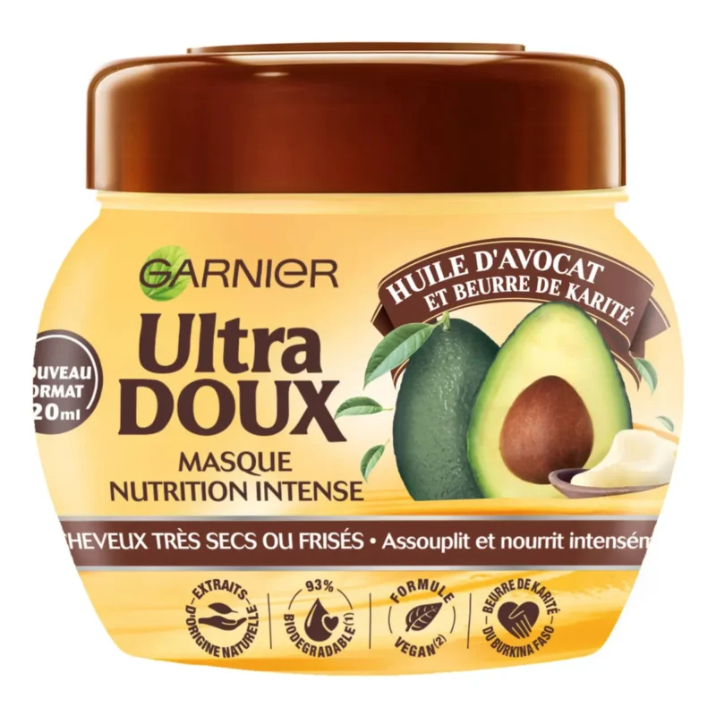 ultra doux masque cheveux nutrition cheveux tres secs avocat karite 320ml