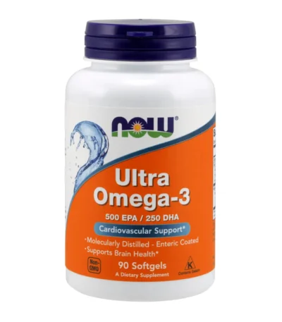 now foods. ultra omega-3. 500 mg d acide eicosapentaenoique/250 mg de dha (acide docosahexaenoique) 90 capsules a enveloppe molle a enrobage enterique