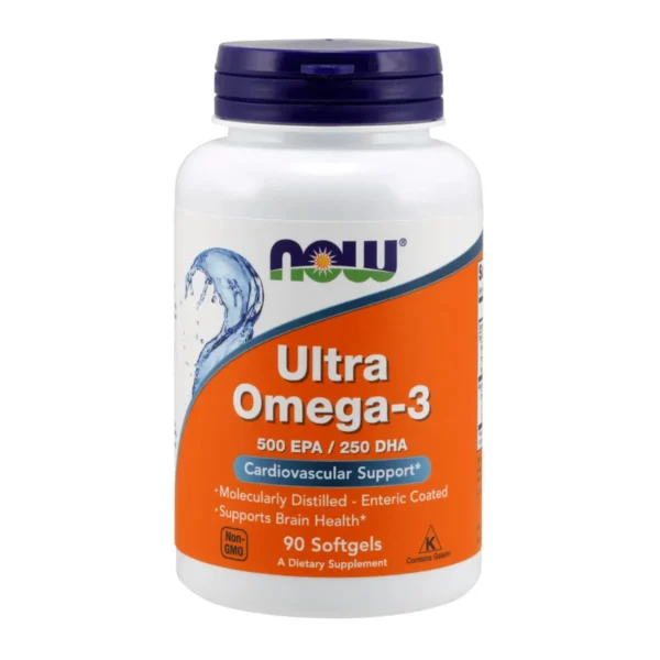 now foods. ultra omega-3. 500 mg d acide eicosapentaenoique/250 mg de dha (acide docosahexaenoique) 90 capsules a enveloppe molle a enrobage enterique