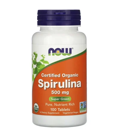 now foods spiruline certifiee biologique 500mg 100 comprimes