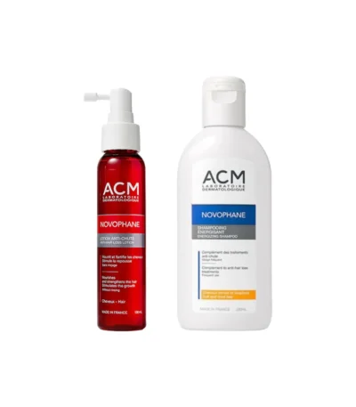 acm novophane pack reactional lotion anti chute 100ml + novophane shampoing energisant 100 ml