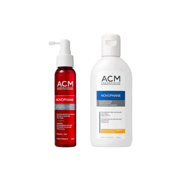 acm novophane pack reactional lotion anti chute 100ml + novophane shampoing energisant 100 ml