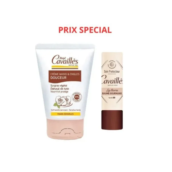 roge cavailles pack creme mains douceur + baume levres