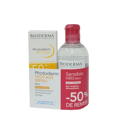 bioderma photoderm pack spot-age spf50+ + sensibio h2o 100 ml