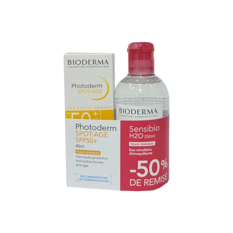 bioderma photoderm pack spot-age spf50+ + sensibio h2o 100 ml