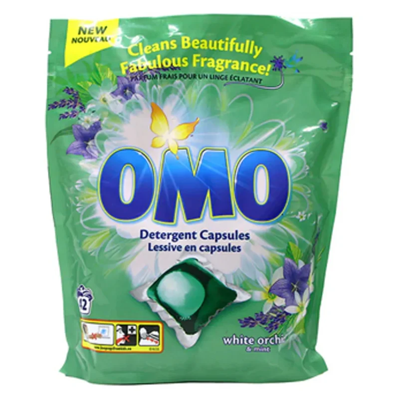 omo capsules lessive orchidee & menthe 42 capsules