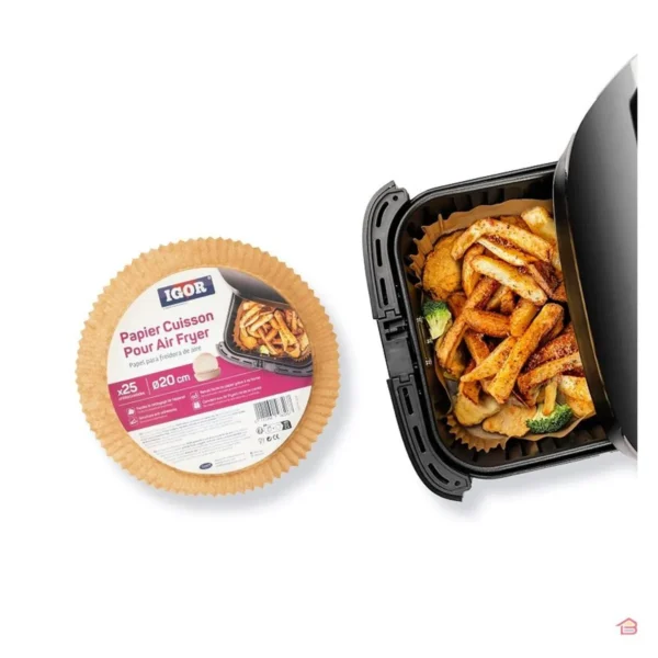igor papier cuisson rond pour air fryer (20 cm) x25 unite