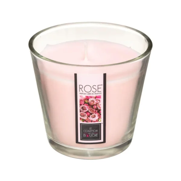 finissimo bougie parfumee rose pot yaourt en verre