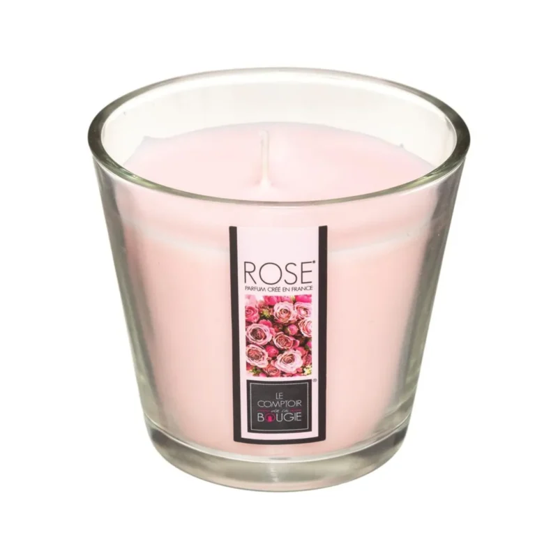 finissimo bougie parfumee rose pot yaourt en verre