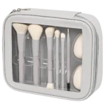 set pinceaux maquillage 8 pieces avec eponges et pochette action