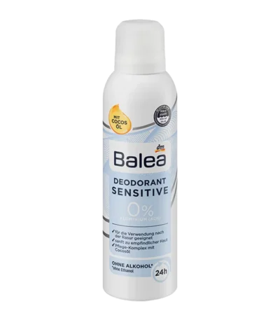 balea deodorant sensitive spray 0 % aluminium – bombe blanche de 200 ml