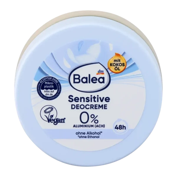 balea sensitive deodorant creme 0 % aluminium – pot bleu pale de 50 ml