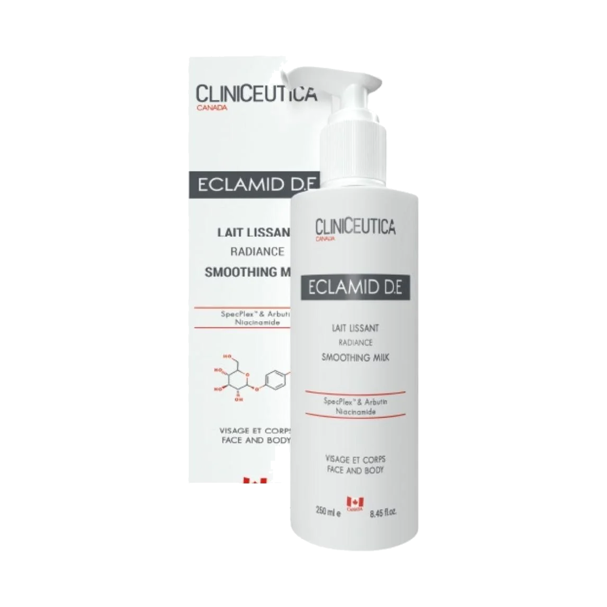 cliniceutica eclamid d.e lait lissant visage et corps 250 ml
