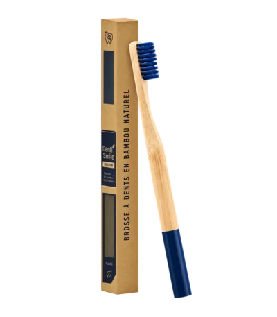 denti smile brosse a dents en bambou medium bleue avec son etui kraft