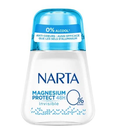 narta magnesium protect invisible – roll-on 50 ml, capuchon bleu clair