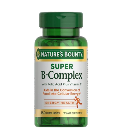nature's bounty super b-complex acide folique vitamine c 150 comprimes