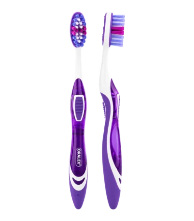 oralex brosse a dents anti-plaques medium – manche violet translucide