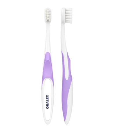 oralex brosse a dents hippoo 3-6 ans soft – manche blanc et lilas, petite tete