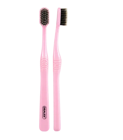 oralex brosse a dents pro clean soft – brosse rose pastel a poils sombres