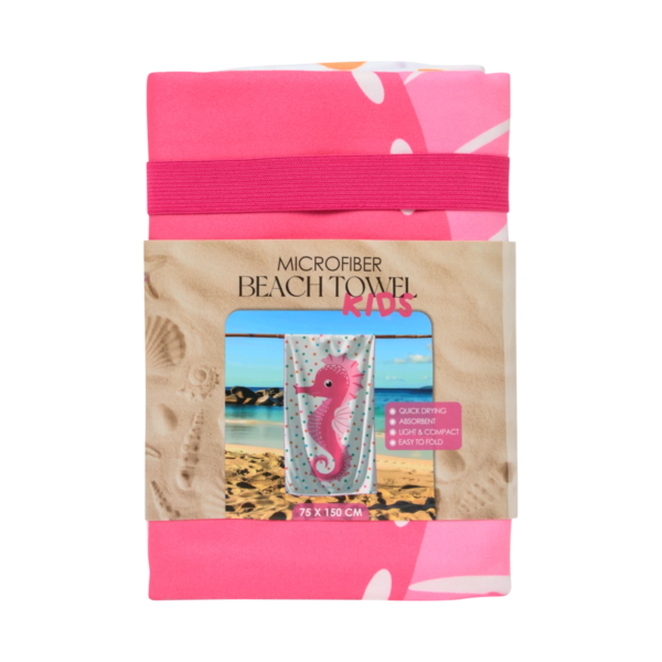 serviette de plage microfibre enfant hippocampe 75 x 150 cm