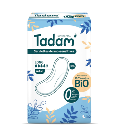 tadam' serviettes dermo-sensitives maxi long x16