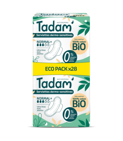tadam' serviettes dermo-sensitives normal+ eco pack x28